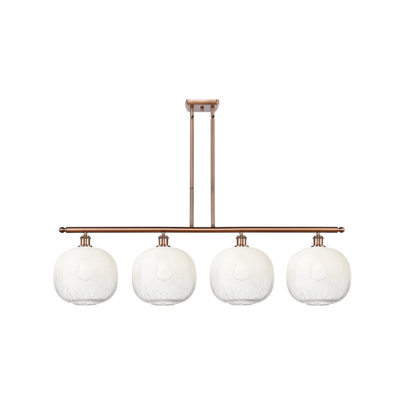 Innovations Brookhaven Sphere 49in 4-Light Island Light | Industrial Antique Copper Steel and Opal Glass | Kitchen Island & | Model 516-4I-AC-G481-10OP