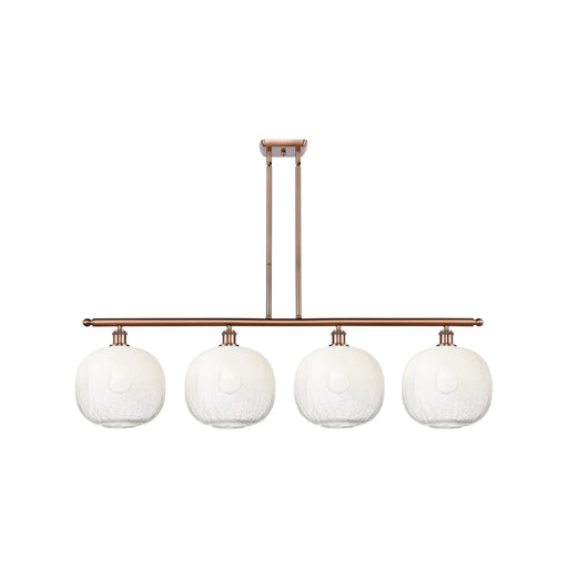 Innovations Brookhaven Sphere 49in 4-Light Island Light | Industrial Antique Copper Steel and Opal Glass | Kitchen Island & | Model 516-4I-AC-G481-10OP