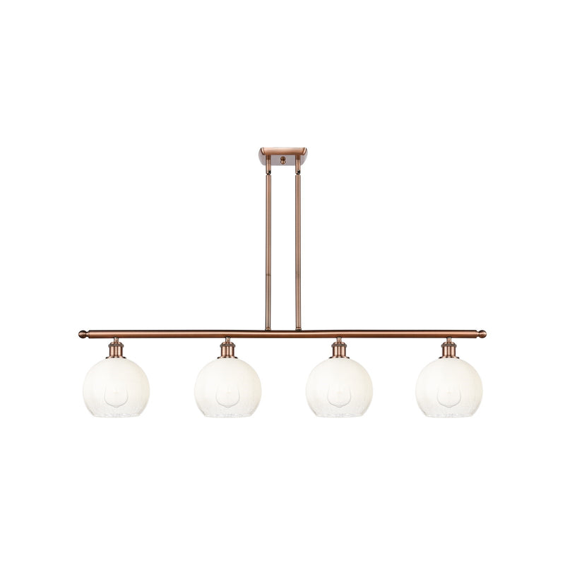 Innovations Brookhaven Globe 48in 4-Light Island Light | Industrial Antique Copper Steel and Opal Glass | Kitchen Island | 48 x | Model 516-4I-AC-G483-8OP