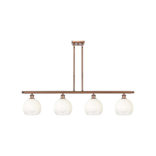 Innovations Brookhaven Globe 48in 4-Light Island Light | Industrial Antique Copper Steel and Opal Glass | Kitchen Island | 48 x | Model 516-4I-AC-G483-8OP