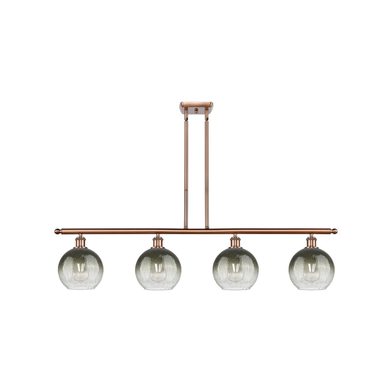 Innovations Brookhaven Globe 48in 4-Light Island Light | Industrial Antique Copper Steel and Slate Glass | Kitchen Island | 48 | Model 516-4I-AC-G483-8SL