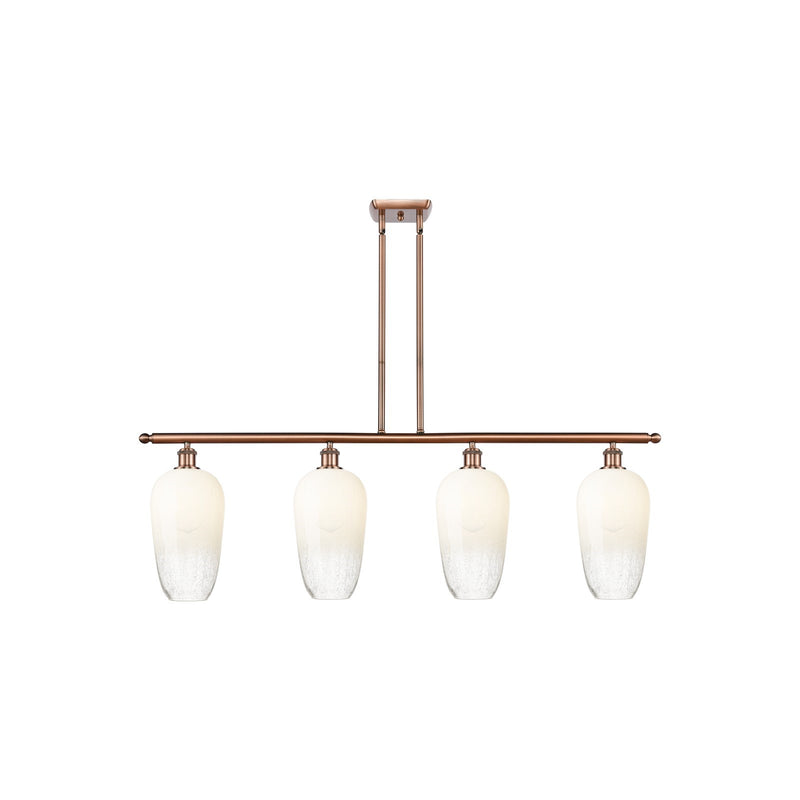 Innovations Brookhaven Flute 48in 4-Light Island Light | Industrial Antique Copper Steel and Opal Glass | Kitchen Island & | Model 516-4I-AC-G484-7OP