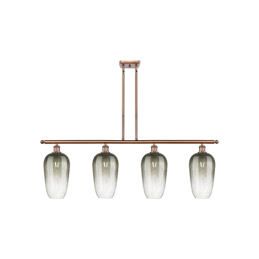 Innovations Brookhaven Flute 48in 4-Light Island Light | Industrial Antique Copper Steel and Slate Glass | Kitchen Island & | Model 516-4I-AC-G484-7SL