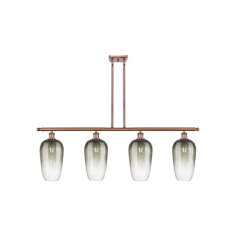 Innovations Brookhaven Flute 48in 4-Light Island Light | Industrial Antique Copper Steel and Slate Glass | Kitchen Island & | Model 516-4I-AC-G484-7SL