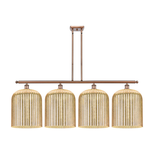 Innovations Bridal Veil 48in 4-Light Island Light | Art Nouveau Antique Copper Steel and Mercury Ribbed Glass | Kitchen Island | Model 516-4I-AC-G559-12ME