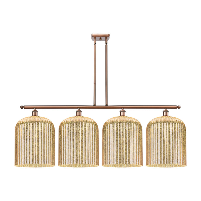 Innovations Bridal Veil 48in 4-Light Island Light | Art Nouveau Antique Copper Steel and Mercury Ribbed Glass | Kitchen Island | Model 516-4I-AC-G559-12ME