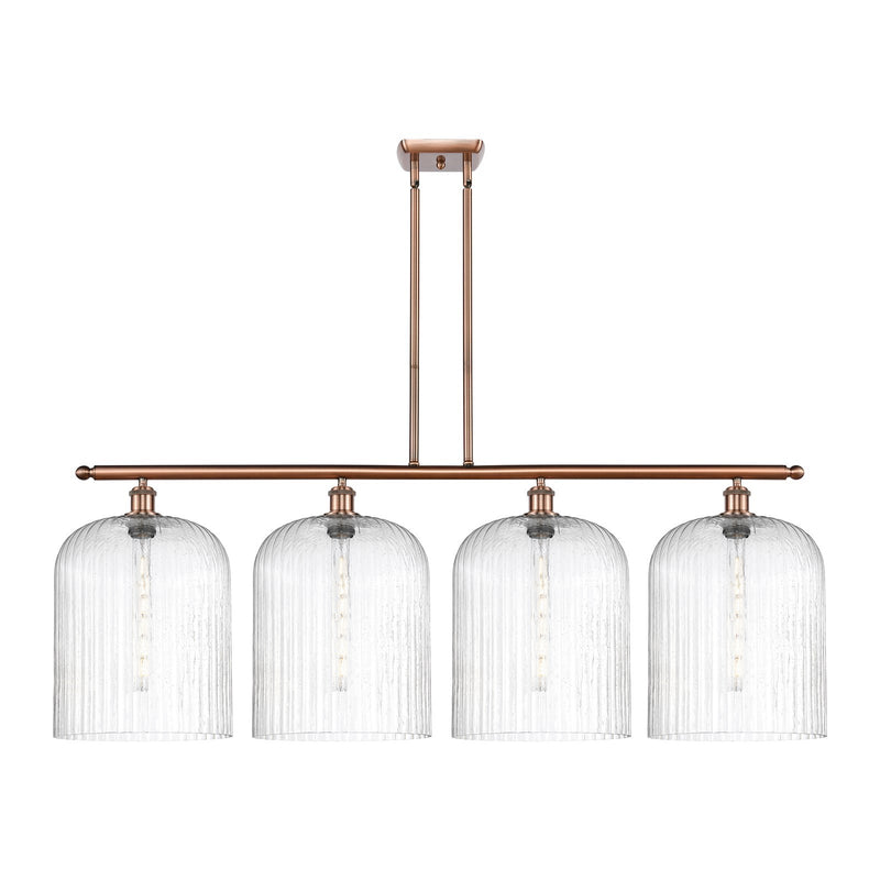 Innovations Bridal Veil 48in 4-Light Island Light | Art Nouveau Antique Copper Steel and Seedy Glass | Kitchen Island & | Model 516-4I-AC-G559-12SDY