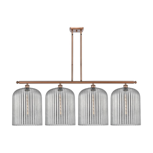Innovations Bridal Veil 48in 4-Light Island Light | Art Nouveau Antique Copper Steel and Light Smoke Ribbed Glass | Kitchen | Model 516-4I-AC-G559-12SM