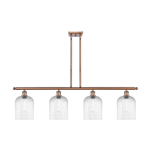 Innovations Bridal Veil 48in 4-Light Island Light | Art Nouveau Antique Copper Steel and Clear Ribbed Glass | Kitchen Island & | Model 516-4I-AC-G559-8CL