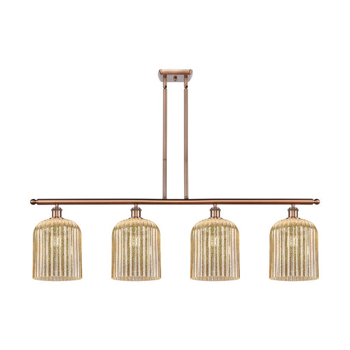 Innovations Bridal Veil 48in 4-Light Island Light | Art Nouveau Antique Copper Steel and Mercury Ribbed Glass | Kitchen Island | Model 516-4I-AC-G559-8ME