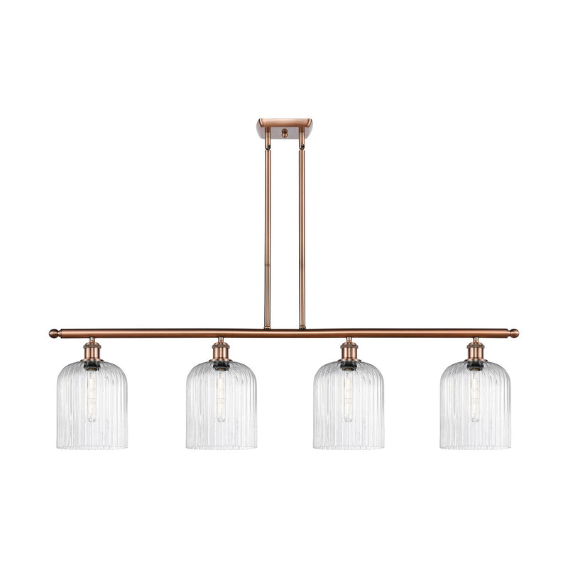 Innovations Bridal Veil 48in 4-Light Island Light | Art Nouveau Antique Copper Steel and Seedy Bell Glass | Kitchen Island | Model 516-4I-AC-G559-8SDY