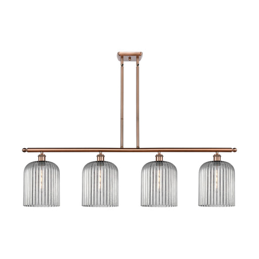 Innovations Bridal Veil 48in 4-Light Island Light | Industrial Antique Copper and Light Smoke Glass | Kitchen Island | 48 x 9.5 | Model 516-4I-AC-G559-8SM