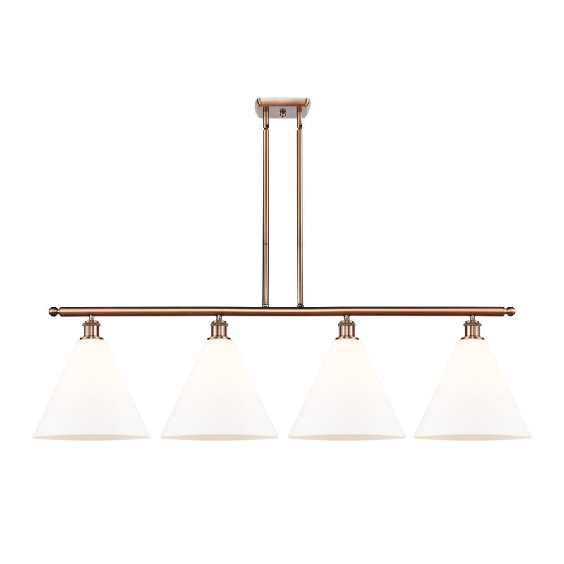 Innovations Berkshire 50in 4-Light Island Light | Industrial Antique Copper Steel and Matte White Glass | Kitchen Island & | Model 516-4I-AC-GBC-121