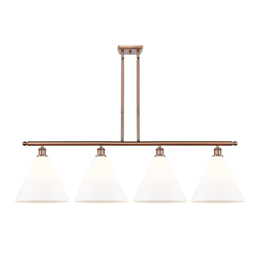 Innovations Berkshire 50in 4-Light Island Light | Industrial Antique Copper Steel and Matte White Glass | Kitchen Island & | Model 516-4I-AC-GBC-121-LED