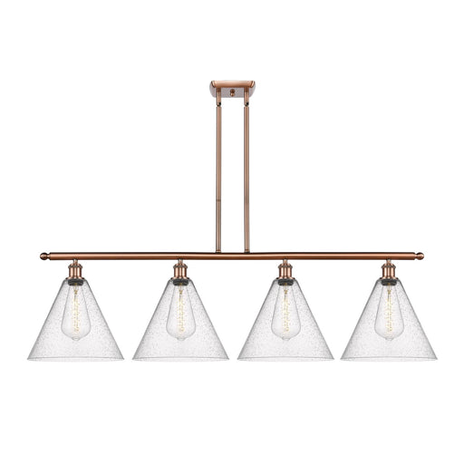 Innovations Berkshire 50in 4-Light Island Light | Industrial Antique Copper Steel and Seedy Glass | Kitchen Island & Dining | Model 516-4I-AC-GBC-124-LED