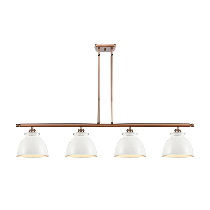 Innovations Adirondack 48in 4-Light Island Light | Industrial Farmhouse Antique Copper Steel and Glossy White Metal | Kitchen | Model 516-4I-AC-M14-W-LED