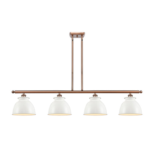 Innovations Adirondack 48in 4-Light Island Light | Industrial Farmhouse Antique Copper Steel and Glossy White Metal | Kitchen | Model 516-4I-AC-M14-W-LED