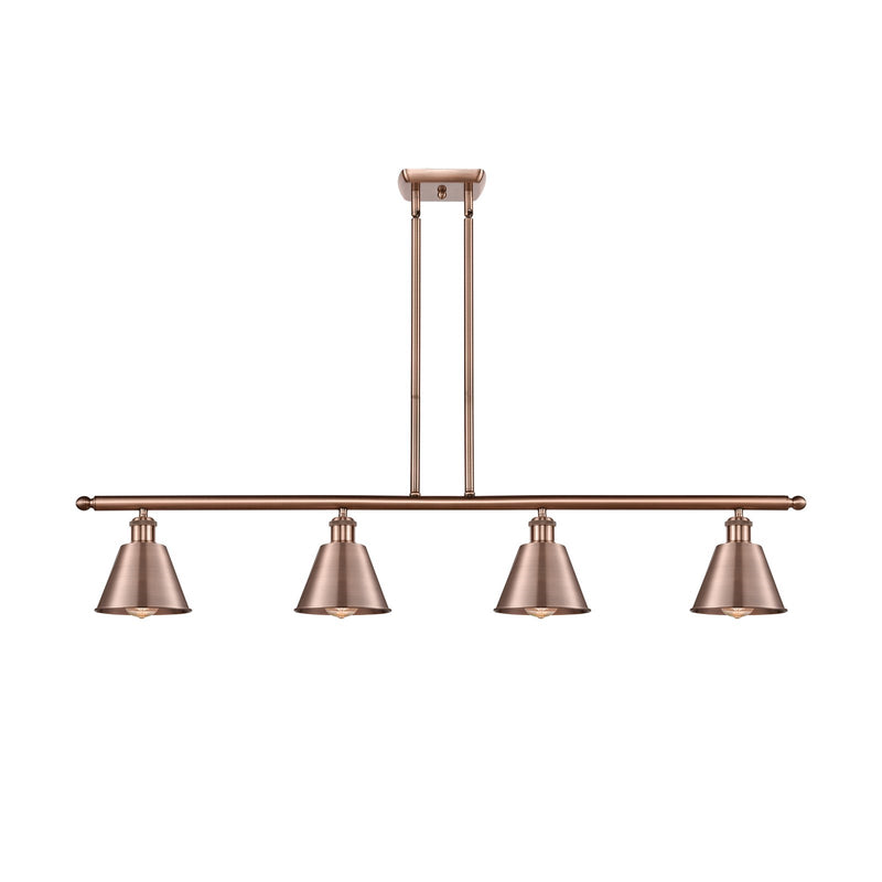 Innovations Smithfield 48in 4-Light Island Light | Industrial Antique Copper Metal and Antique Copper Metal Shade | Kitchen Island | Model 516-4I-AC-M8