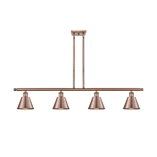 Innovations Smithfield 48in 4-Light Island Light | Industrial Antique Copper Metal and Antique Copper Metal Shade | Kitchen Island | Model 516-4I-AC-M8
