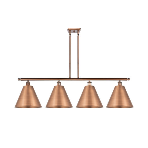 Innovations Berkshire Metal 50in 4-Light Island Light | Industrial Antique Copper Steel and Antique Copper Metal Shade | Model 516-4I-AC-MBC-12-AC-LED