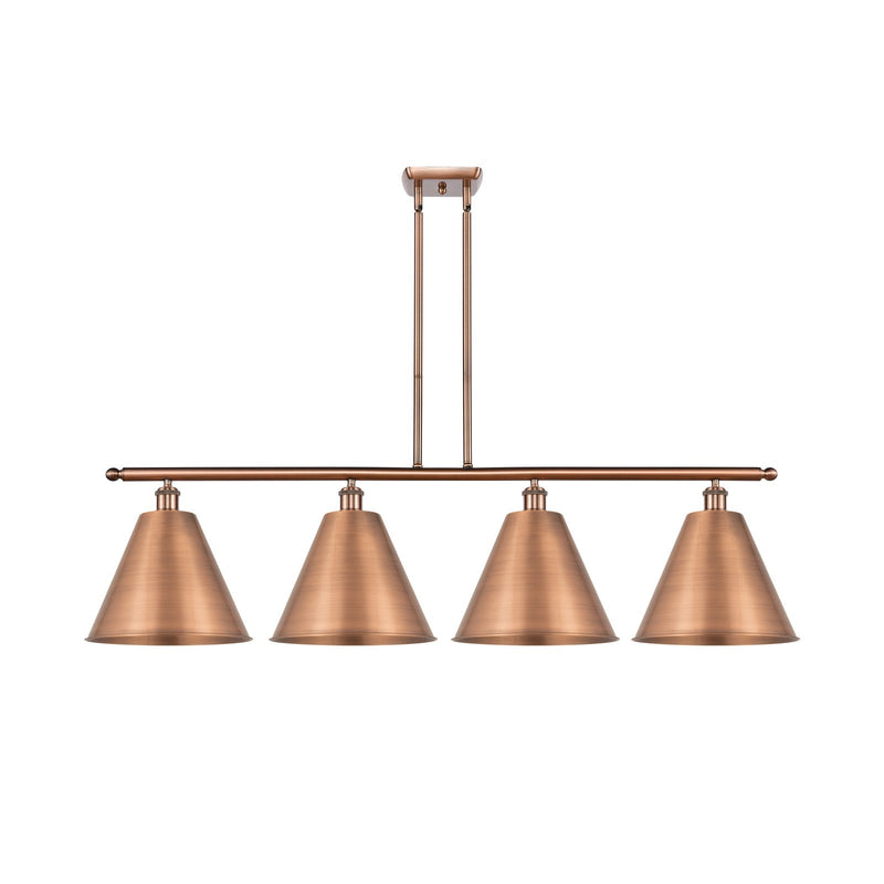 Innovations Berkshire Metal 50in 4-Light Island Light | Industrial Antique Copper Steel and Antique Copper Metal Shade | Model 516-4I-AC-MBC-12-AC-LED