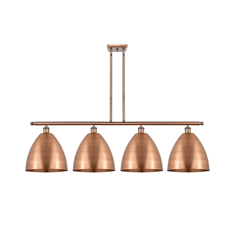 Innovations Bristol 50in 4-Light Island Light | Industrial Farmhouse Antique Copper Steel and Cast Brass with Antique | Model 516-4I-AC-MBD-12-AC-LED