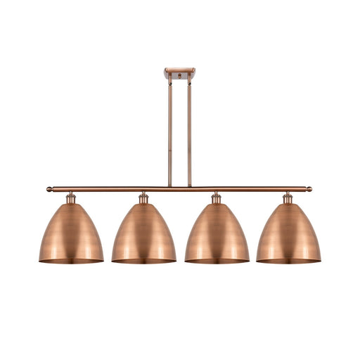 Innovations Bristol 50in 4-Light Island Light | Industrial Farmhouse Antique Copper Steel and Cast Brass with Antique | Model 516-4I-AC-MBD-12-AC-LED