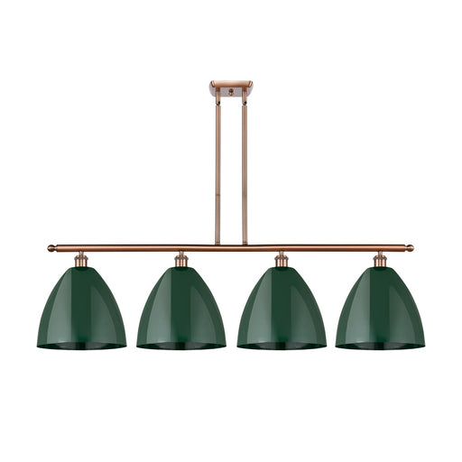 Innovations Plymouth 50in 4-Light Island Light | Industrial Antique Copper Steel and Matte Green Metal | Kitchen Island | 50 x | Model 516-4I-AC-MBD-12-GR