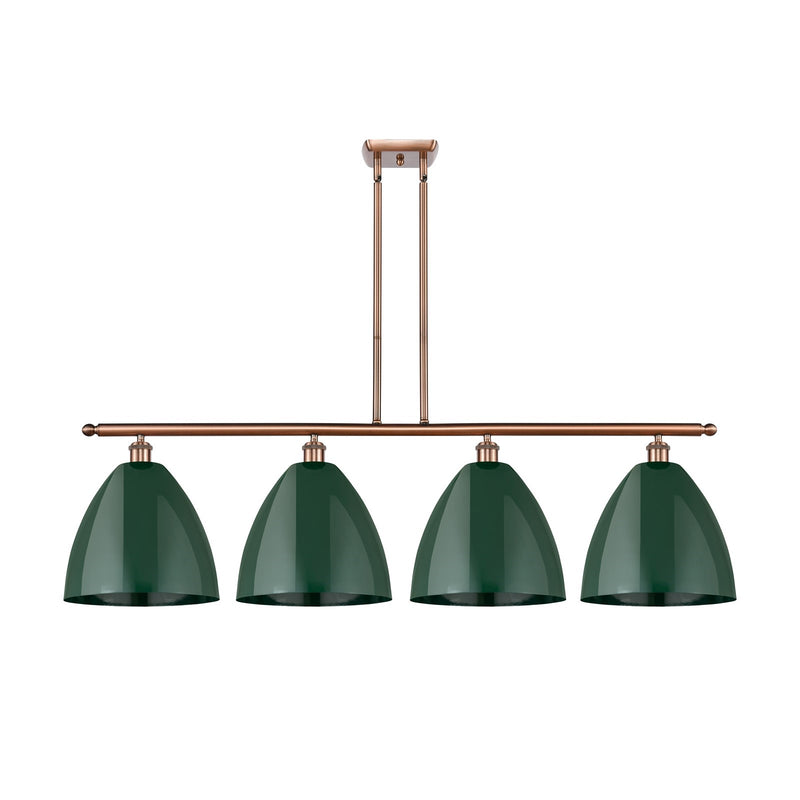 Innovations Plymouth 50in 4-Light Island Light | Industrial Antique Copper Steel and Matte Green Metal | Kitchen Island | 50 x | Model 516-4I-AC-MBD-12-GR