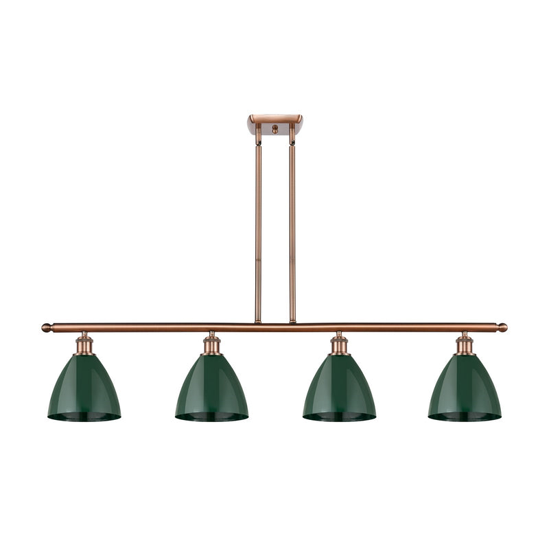 Innovations Plymouth 48in 4-Light Island Light | Industrial Antique Copper Steel and Matte Green Metal | Kitchen Island | 48 x | Model 516-4I-AC-MBD-75-GR