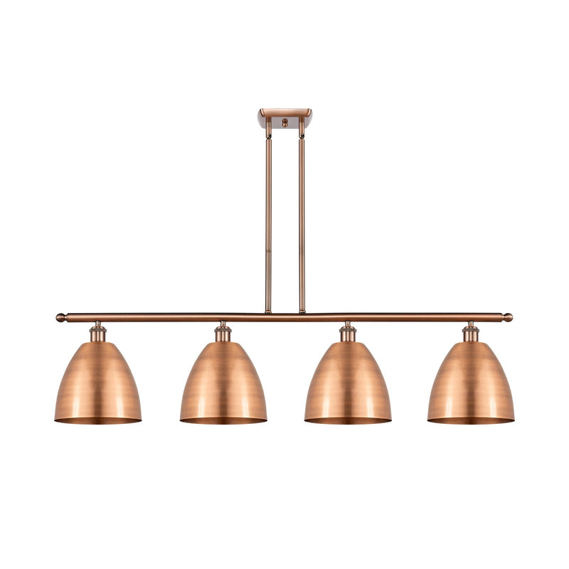 Innovations Bristol 48in 4-Light Island Light | Industrial Farmhouse Antique Copper Steel and Cast Brass | Kitchen Island | Model 516-4I-AC-MBD-9-AC-LED
