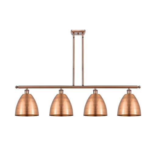 Innovations Bristol 48in 4-Light Island Light | Industrial Farmhouse Antique Copper Steel and Cast Brass | Kitchen Island | Model 516-4I-AC-MBD-9-AC-LED