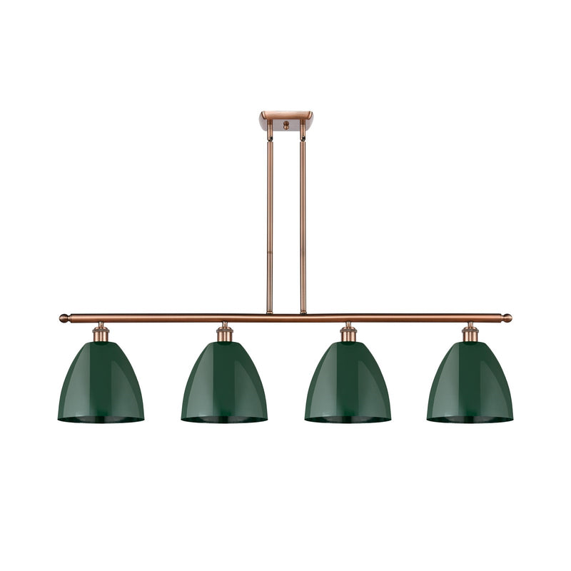 Innovations Plymouth 48in 4-Light Island Light | Industrial Antique Copper and Matte Green Metal | Kitchen Island & Dining Room | Model 516-4I-AC-MBD-9-GR
