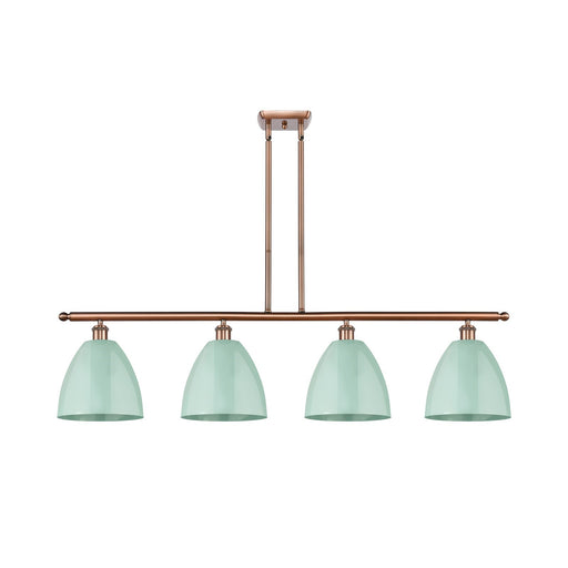 Innovations Plymouth 48in 4-Light Island Light | Industrial Antique Copper and Matte Seafoam Metal | Kitchen Island & Dining | Model 516-4I-AC-MBD-9-SF