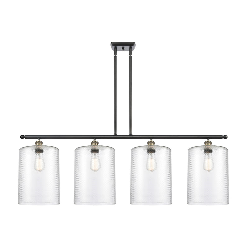Innovations Cobbleskill 48in 4-Light Island Light | Industrial Black Antique Brass Steel and Clear Glass | Kitchen Island & | Model 516-4I-BAB-G112-L