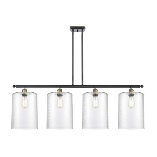Innovations Cobbleskill 48in 4-Light Island Light | Industrial Black Antique Brass Steel and Clear Glass | Kitchen Island & | Model 516-4I-BAB-G112-L