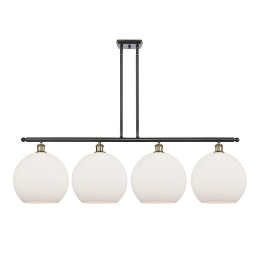 Innovations Athens 50in 4-Light Island Light | Industrial Black Antique Brass Steel and Matte White Glass | Kitchen Island & | Model 516-4I-BAB-G121-12