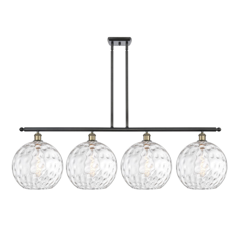 Innovations Athens Water Glass 50in 4-Light Island Light | Industrial Black Antique Brass Steel and Clear Glass | Kitchen | Model 516-4I-BAB-G1215-12
