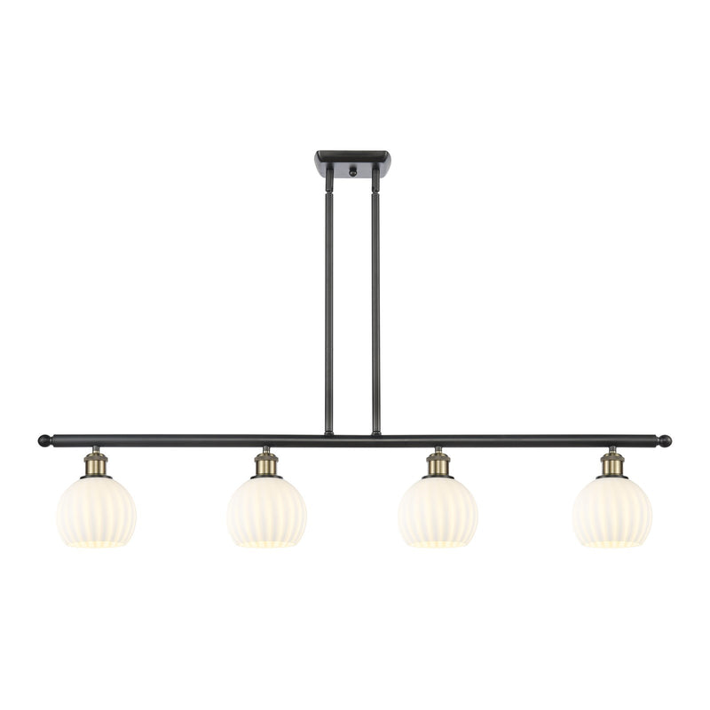 Innovations Ballston 48in 4-Light Island Light | Art Nouveau Black Antique Brass and White Venetian Glass | Kitchen Island & | Model 516-4I-BAB-G1217-6WV