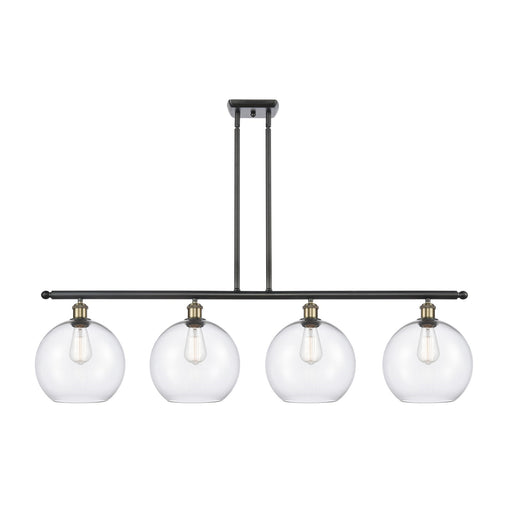 Innovations Athens 48in 4-Light Island Light | Industrial Black Antique Brass Steel and Clear Glass | Kitchen Island & Dining | Model 516-4I-BAB-G122-10
