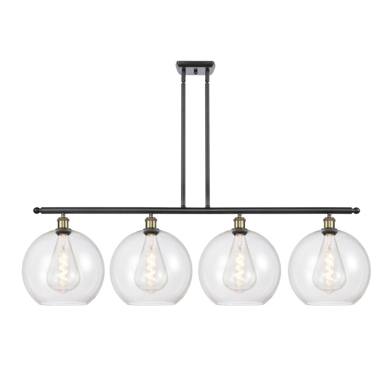 Innovations Athens 50in 4-Light Island Light | Industrial Black Antique Brass Steel and Clear Glass | Kitchen Island & Dining | Model 516-4I-BAB-G122-12