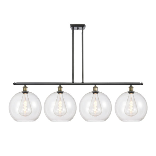 Innovations Athens 50in 4-Light Island Light | Industrial Black Antique Brass Steel and Clear Glass | Kitchen Island & Dining | Model 516-4I-BAB-G122-12