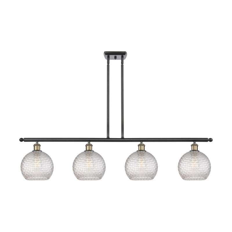 Innovations Athens 48in 4-Light Island Light | Modern Farmhouse Black Antique Brass Steel and Clear Basket Weave Glass | Model 516-4I-BAB-G122C-8CL