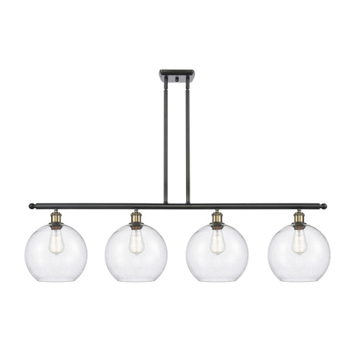 Innovations Athens 48in 4-Light Island Light | Industrial Black Antique Brass Steel and Seedy Glass | Kitchen Island | 48.25 x | Model 516-4I-BAB-G124-10