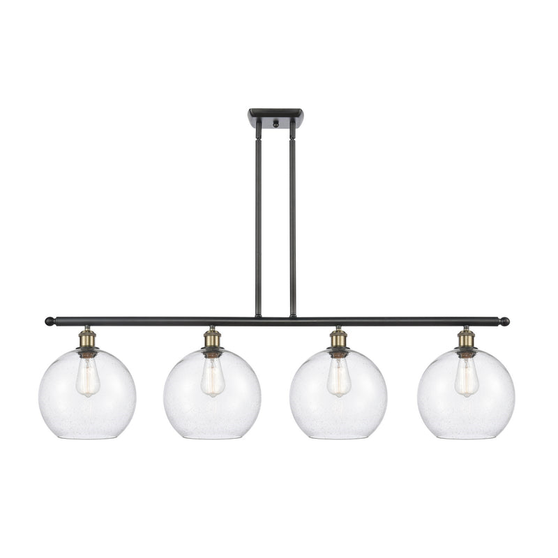 Innovations Athens 48in 4-Light Island Light | Industrial Black Antique Brass Steel and Seedy Glass | Kitchen Island | 48.25 x | Model 516-4I-BAB-G124-10