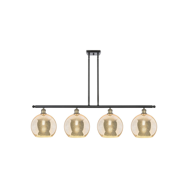 Innovations Athens 48in 4-Light Island Light | Industrial Black Antique Brass Steel & Mercury Glass | Kitchen Island | Model 516-4I-BAB-G128-10