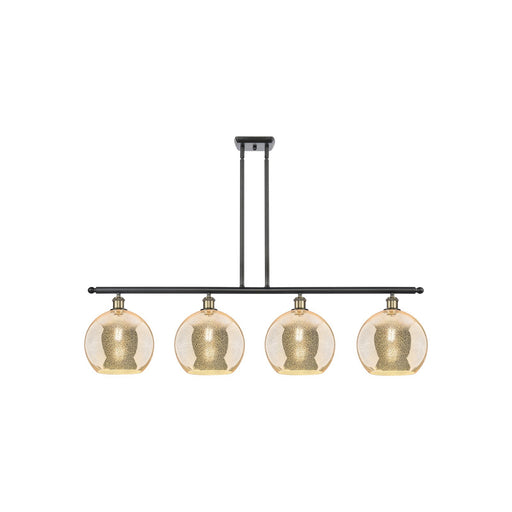 Innovations Athens 48in 4-Light Island Light | Industrial Black Antique Brass Steel & Mercury Glass | Kitchen Island | Model 516-4I-BAB-G128-10