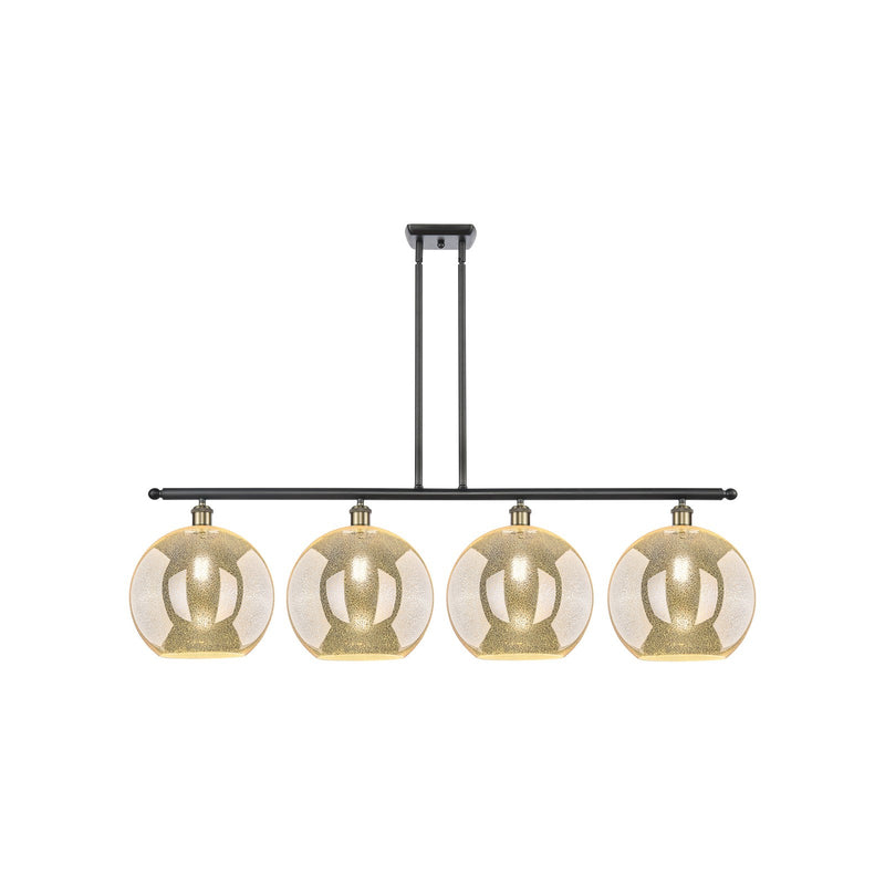 Innovations Athens 50in 4-Light Island Light | Industrial Black Antique Brass and Mercury Glass | Kitchen Island & Dining Room | Model 516-4I-BAB-G128-12