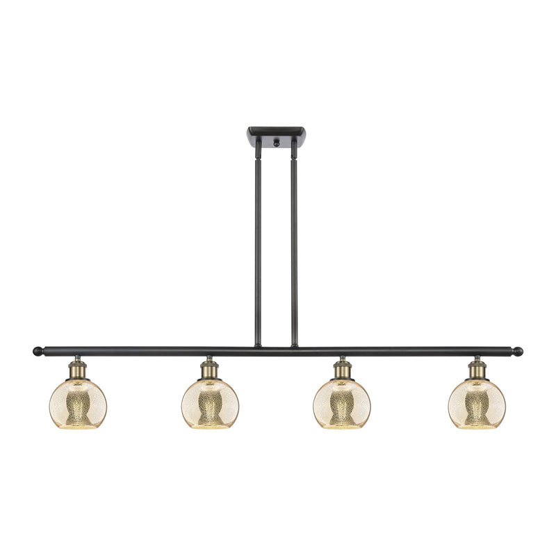 Innovations Athens 48in 4-Light Island Light | Industrial Black Antique Brass and Mercury Glass | Kitchen Island & Dining Room | Model 516-4I-BAB-G128-6