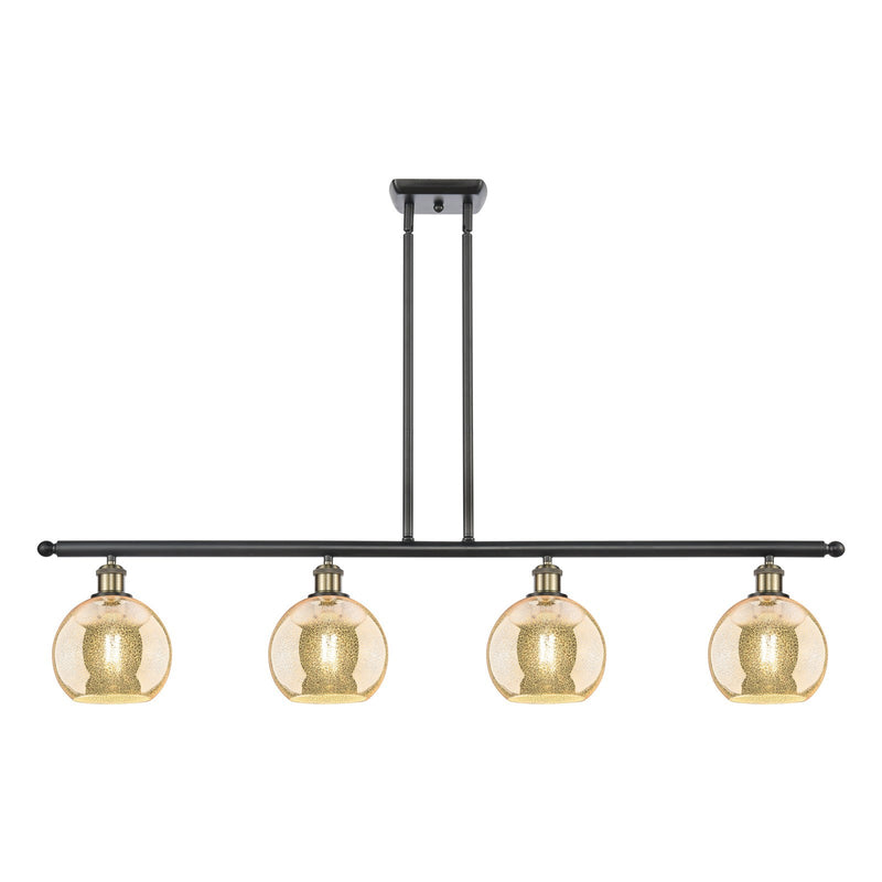 Innovations Athens 48in 4-Light Island Light | Industrial Black Antique Brass Steel and Mercury Glass | Kitchen Island & Dining | Model 516-4I-BAB-G128-8